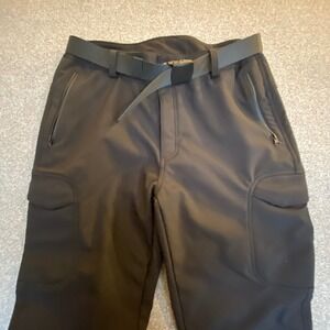 FREE SOLDIER Mens Black Cargo Pants Hiking Outdoor Belted Zip Pockets Size 36x30